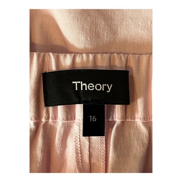 Theory pants Treeca Pull-On Good Linen cropped pink size 16 - Picture 6 of 8